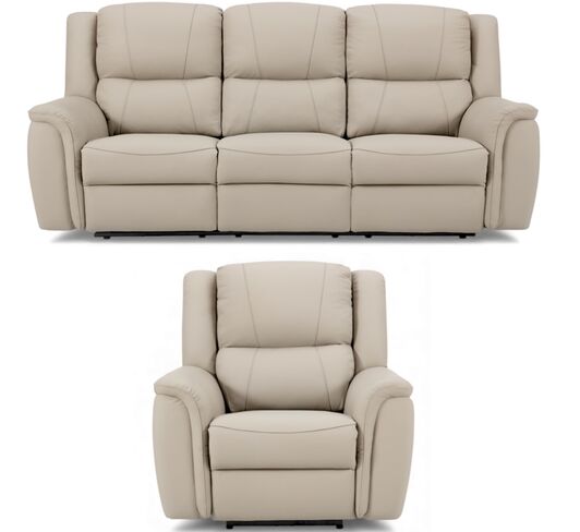 Ansar 3+1 Seater Reclining Sofa Suite Latte Leather