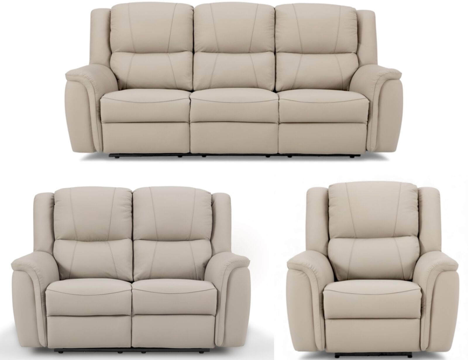 Ansar 3+2+1 Seater Reclining Sofa Suite Latte Leather
