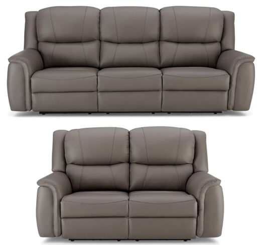 Ansar 3+2 Seater Reclining Sofa Suite Grey Leather