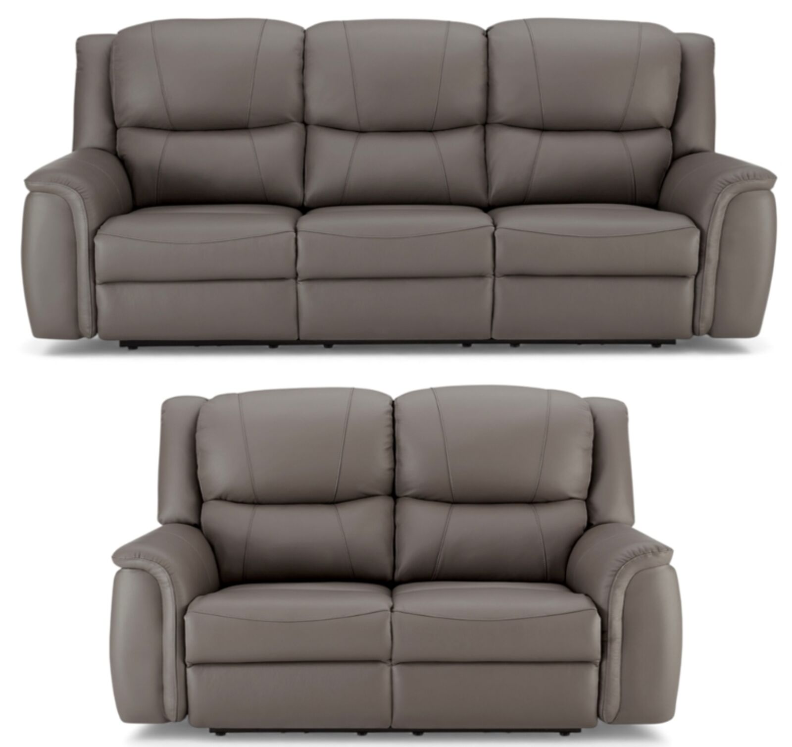 Ansar 3+2 Seater Reclining Sofa Suite Grey Leather