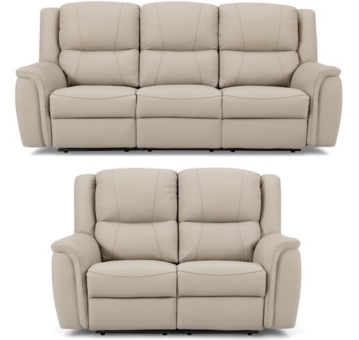 Ansar 3+2 Seater Reclining Sofa Suite Latte Leather