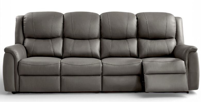 Ansar 4 Seater Reclining Sofa Grey Leather