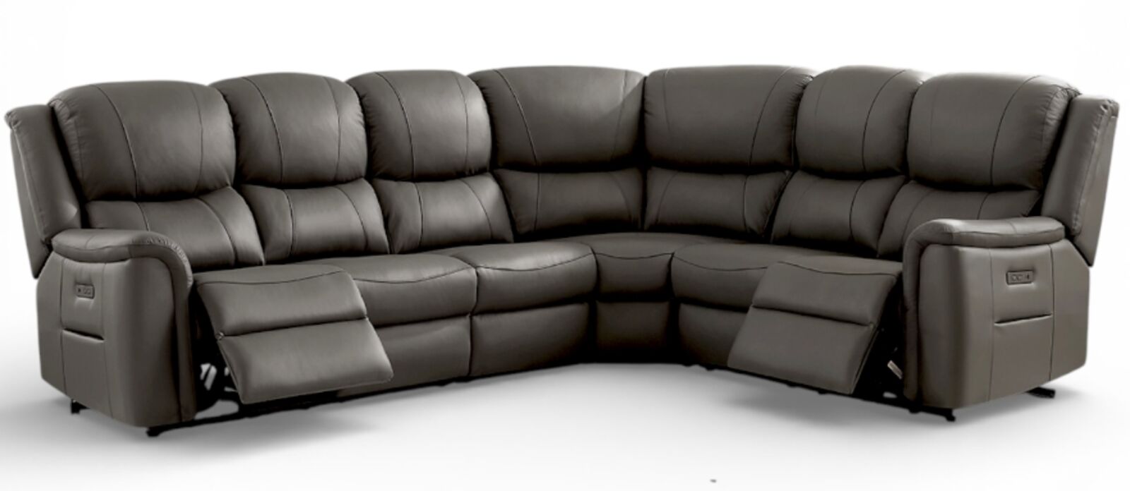 Ansar Recliner Cinema Corner Sofa Suite Grey Leather 3+C+2