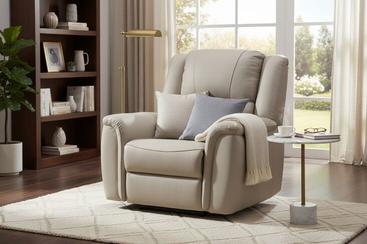 Ansar Reclining Armchair Latte Leather