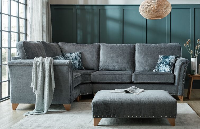 Ascot Corner Group Fabric Sofa Suite In Crush Storm 2+Corner+2