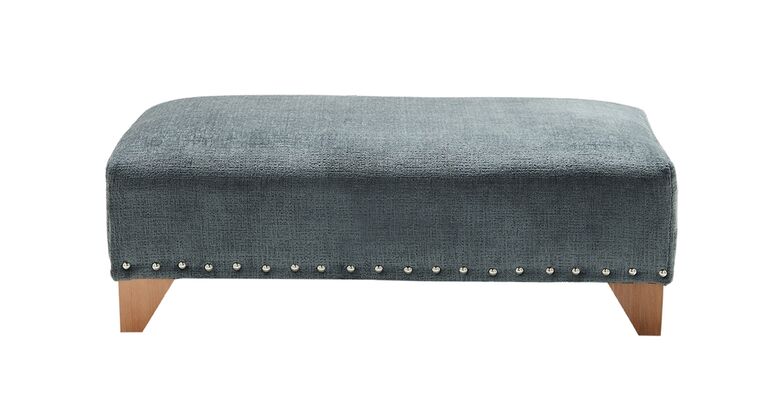 Ascot Footstool Crush Storm Fabric