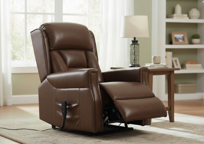 Avon Rise And Recline Mobility Armchair Brown Leather