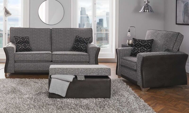 Product photograph of Beatrice 3 2 Seater Fabric Sofa Suite In Como Charcoal from Designer Sofas 4U