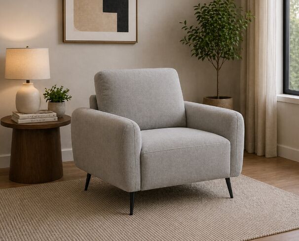 Benita 1 Seater Fabric Armchair In Greige