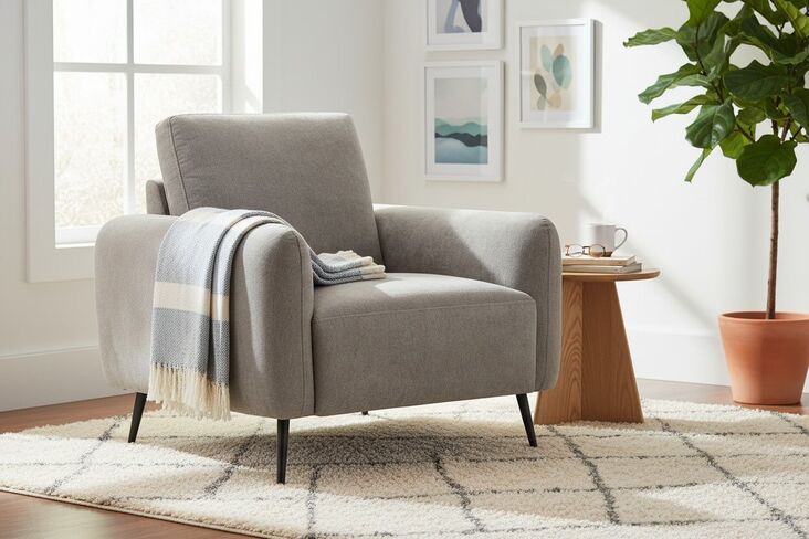 Benita 1 Seater Fabric Armchair In Greige