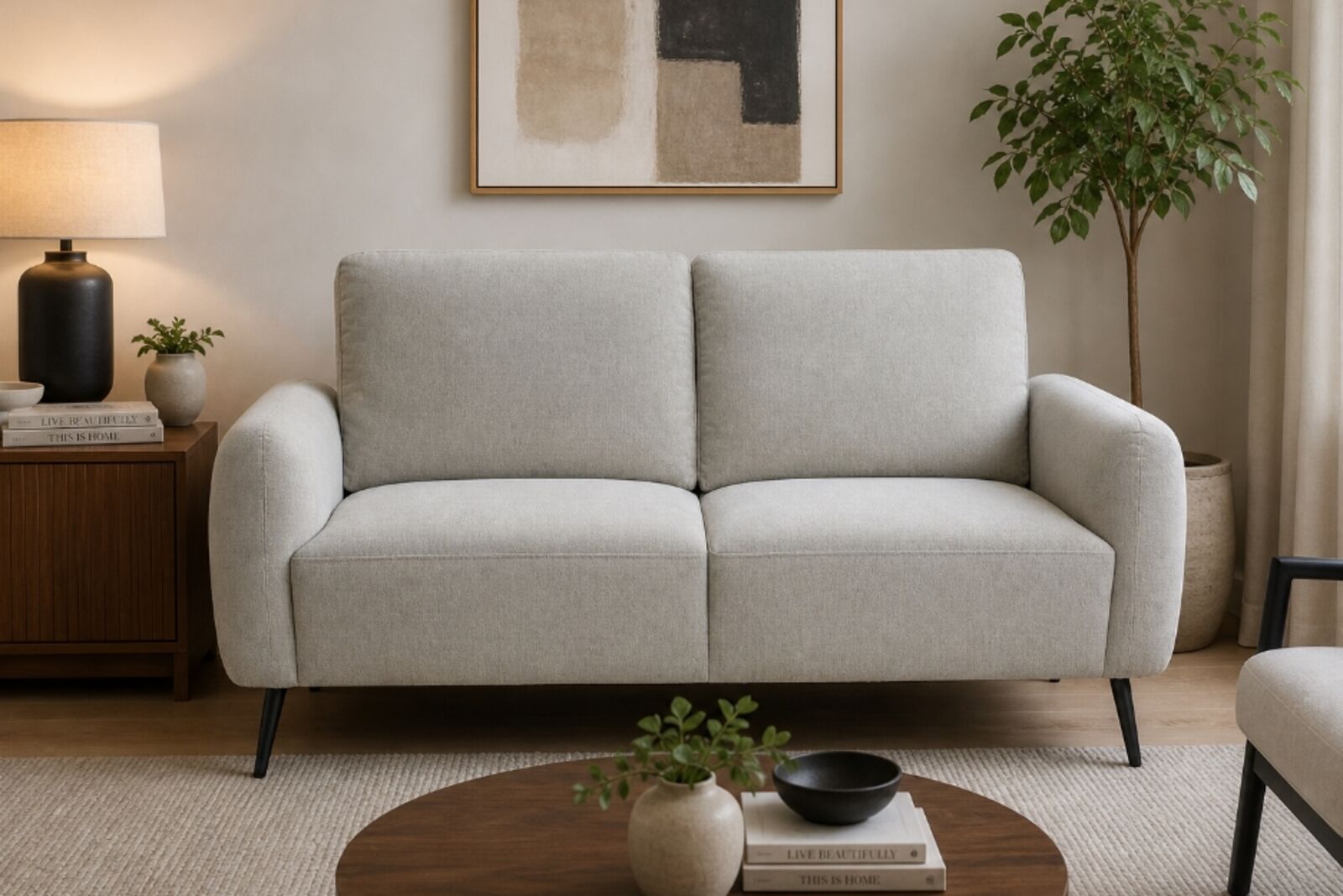 Benita 2 Seater Fabric Sofa Settee In Greige