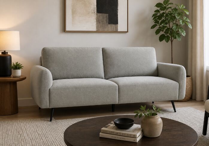 Benita 3 Seater Fabric Sofa Settee In Greige