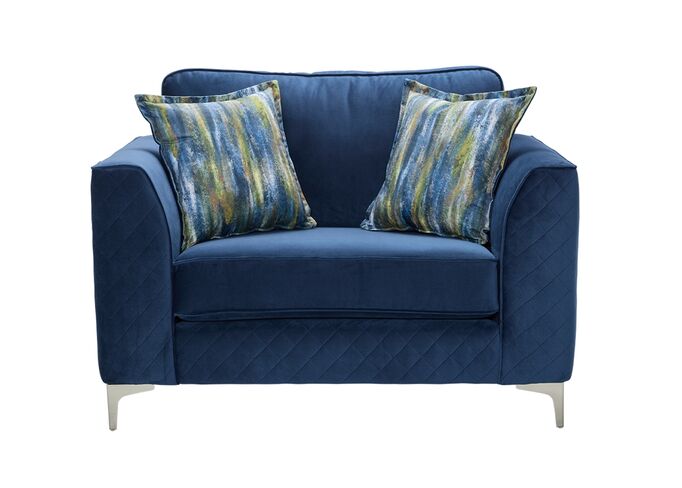 Bonita Cuddler Fabric Armchair In Plush Navy