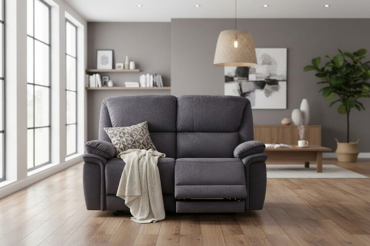 Brooklyn 2 Seater Reclining Sofa Charcoal Grey Fabric