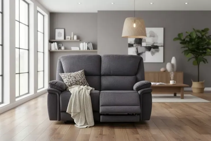 Brooklyn 2 Seater Reclining Sofa Charcoal Grey Fabric