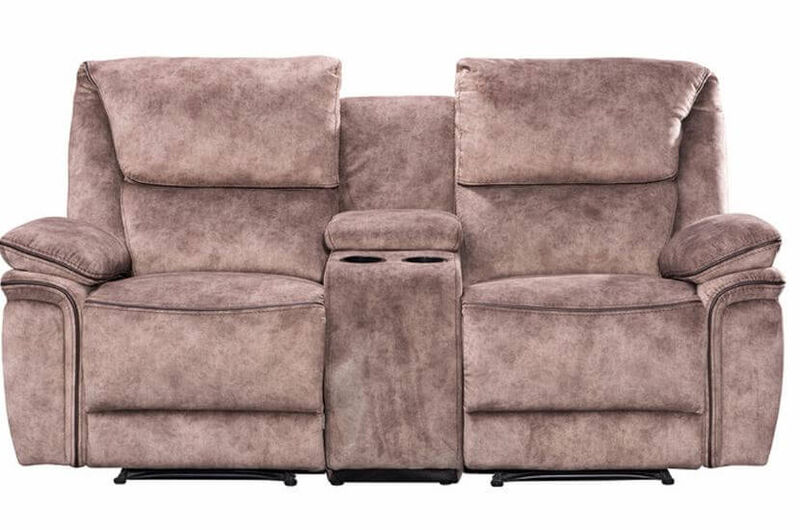 Product photograph of Brooklyn 2 Seater Reclining Sofa With Cupholder Taupe Fabric from Designer Sofas 4U
