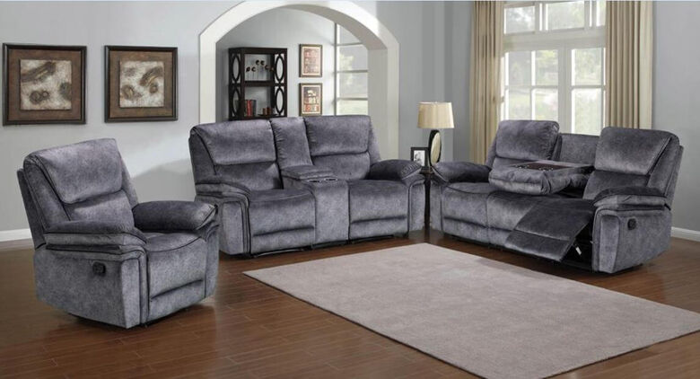 Brooklyn 3+2+1 Seater Reclining Sofa Suite Charcoal Grey Fabric