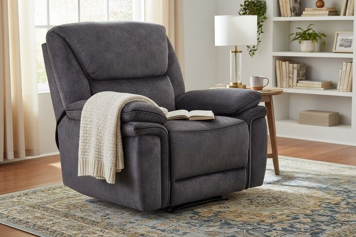 Brooklyn Reclining Armchair Charcoal Grey Fabric