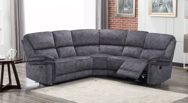Corner Recliner Sofa Brooklyn Cinema Console 2+C+2 in Charcoal Grey Fabric