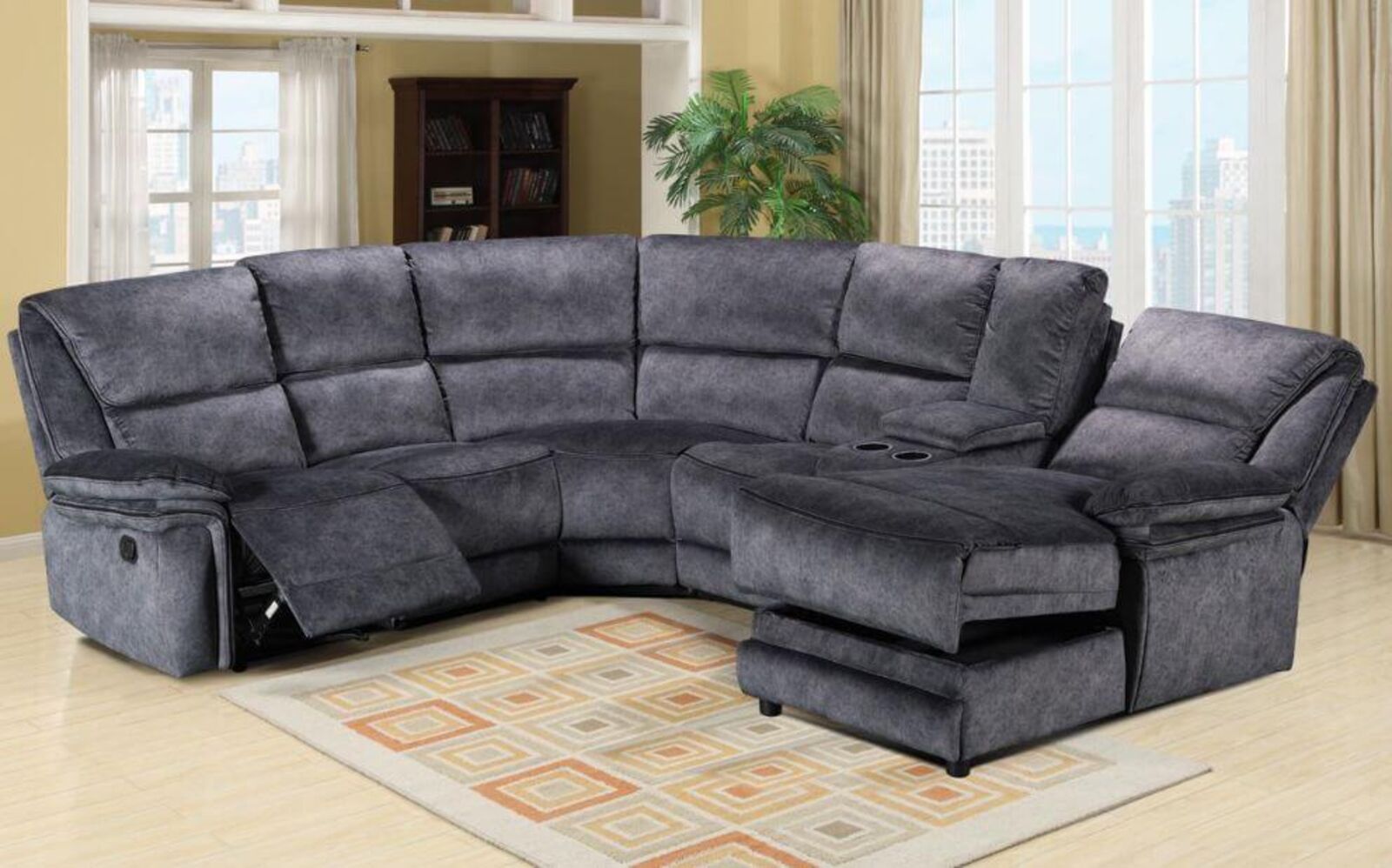 Product photograph of Brooklyn Reclining Corner Group Sofa 2 C 2 With Chaise Charcoal Grey Fabric from Designer Sofas 4U