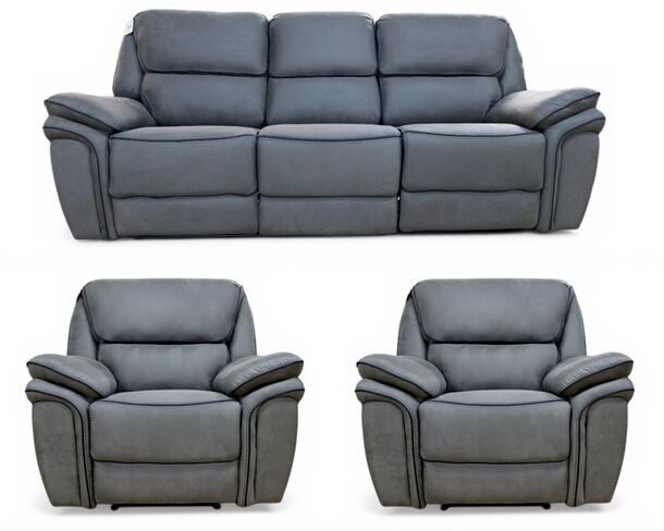 Cabo 3+1+1 Seater Recliner Sofa Suite Slate Grey