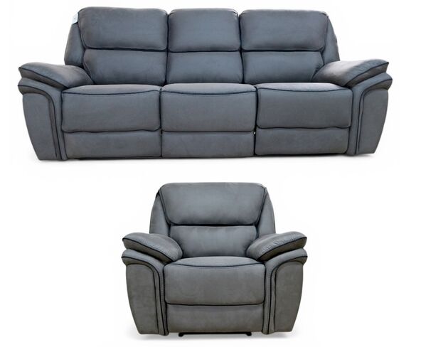Cabo 3+1 Seater Recliner Sofa Suite Slate Grey
