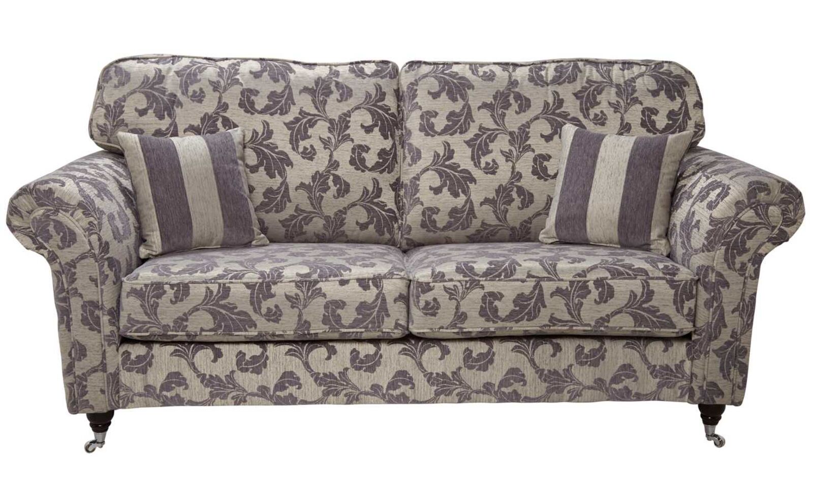 Product photograph of Charlotte 3 Seater Fabric Sofa Settee In Trivero Floral Grey from Designer Sofas 4U