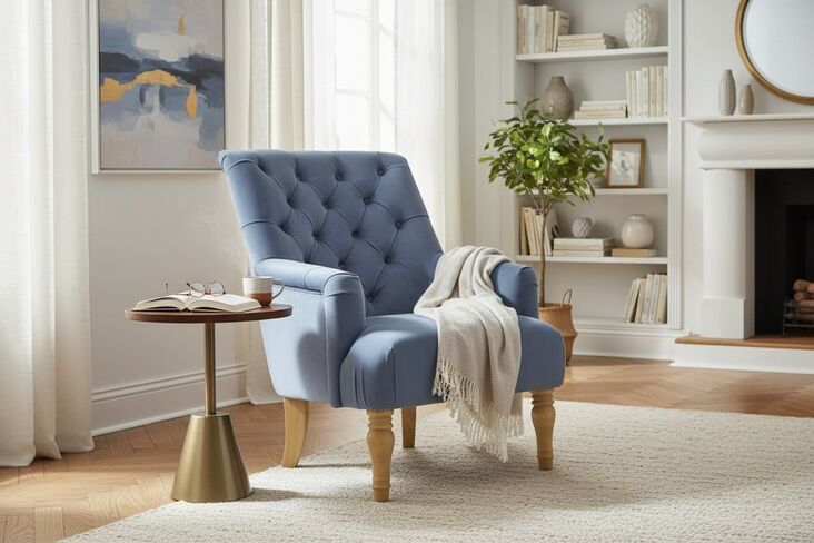 Ciara Accent Bedroom Chair Sky Velvet