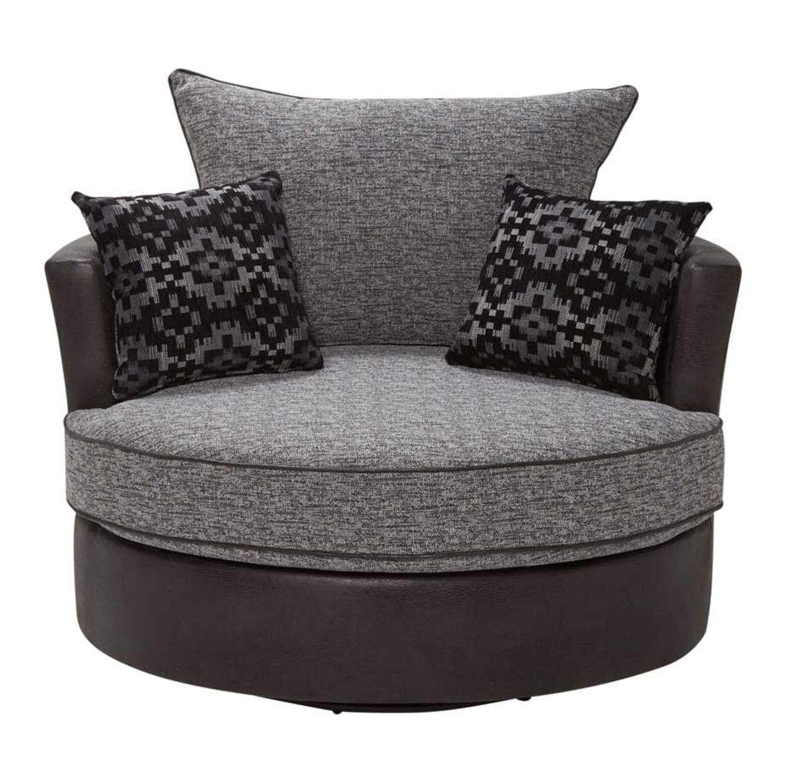 Product photograph of Cuddler Snuggle Swivel Armchair Como Charcoal from Designer Sofas 4U