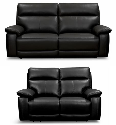 Dallas 3+2 Seater Electric Reclining Sofa Suite Black Leather