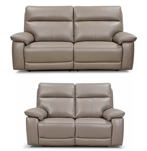Dallas 3+2 Seater Electric Reclining Sofa Suite Latte Leather