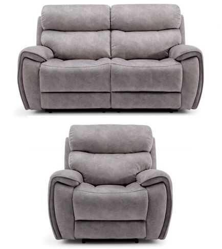 Dino 2+1 Seater Electric Reclining Cinema Sofa Suite Silver Fabric
