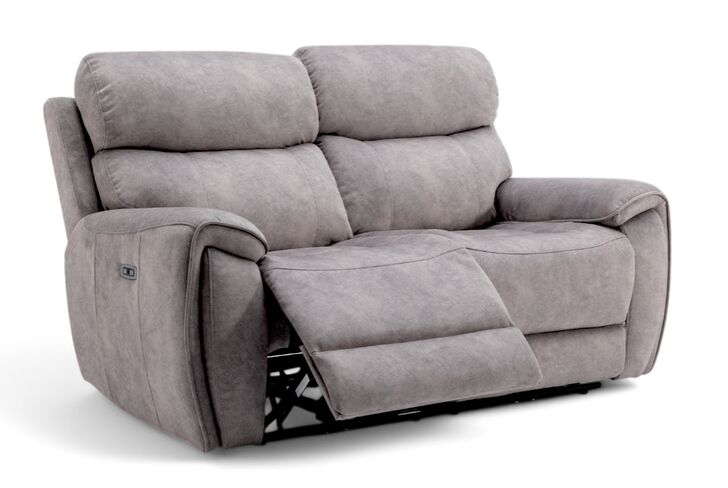 Dino 2 Seater Electric Reclining Cinema Sofa Silver Fabric