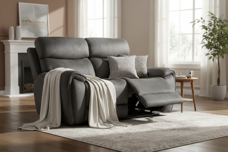 Dino 2 Seater Electric Reclining Cinema Sofa Black Fabric