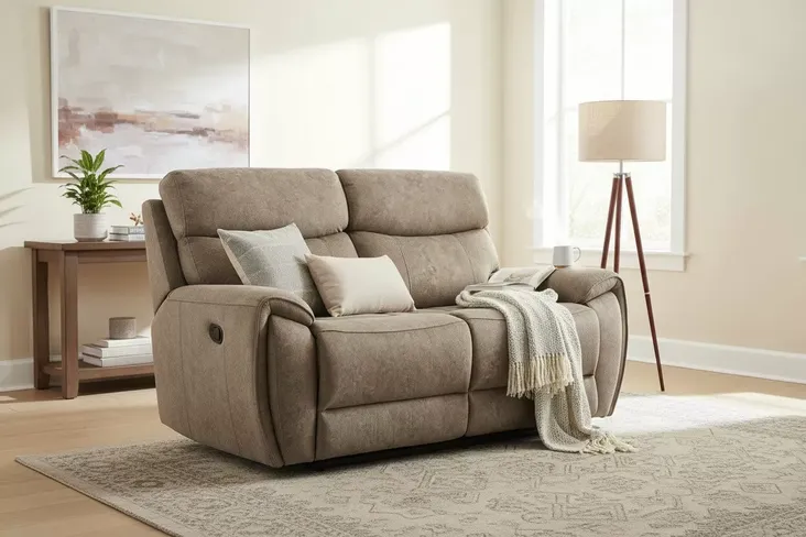 Dino 2 Seater Electric Reclining Cinema Sofa Mink Fabric