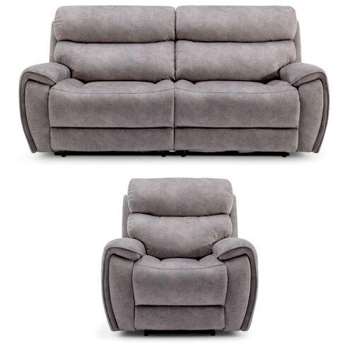 Dino 3+1 Seater Electric Reclining Cinema Sofa Suite Silver Fabric