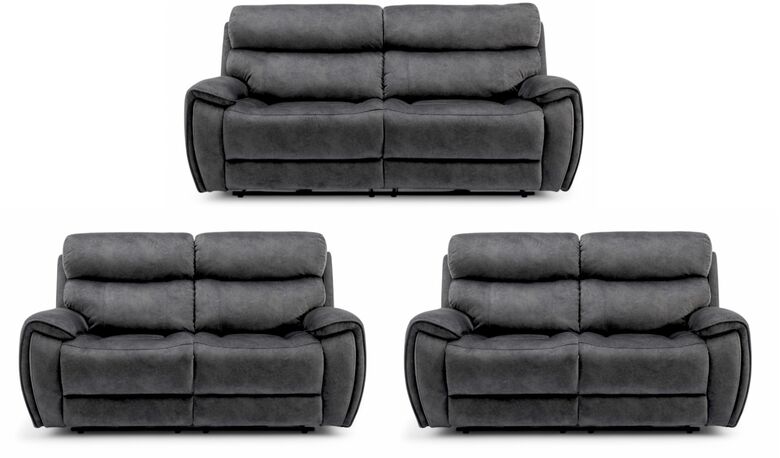 Dino 3+2+2 Seater Electric Reclining Cinema Sofa Suite Black Fabric