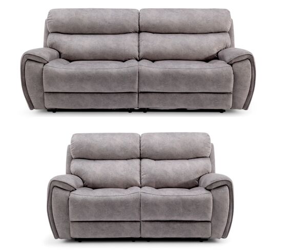 Dino 3+2 Seater Electric Reclining Cinema Sofa Suite Silver Fabric