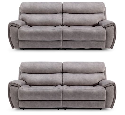 Dino 3+3 Seater Electric Reclining Cinema Sofa Suite Silver Fabric