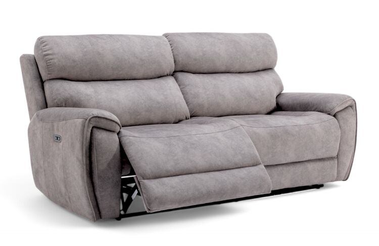 Dino 3 Seater Electric Reclining Cinema Sofa Silver Fabric