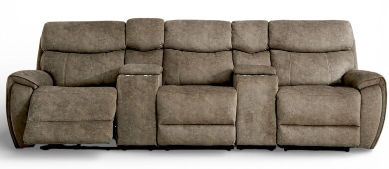 Dino 3 Seater Electric Reclining Cinema Theatre Sofa Mink Fabric