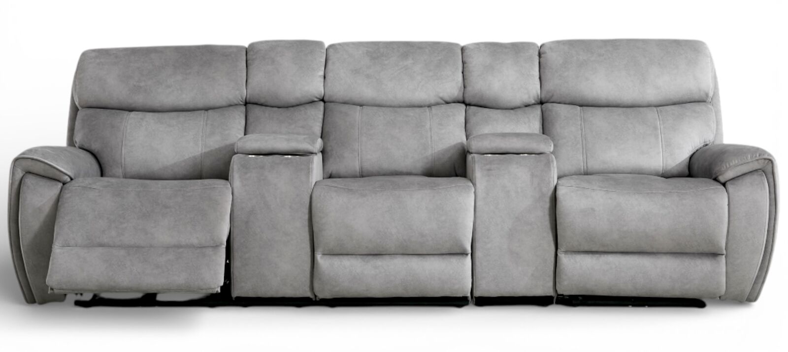 Dino 3 Seater Electric Reclining Cinema Theatre Sofa Silver Fabric
