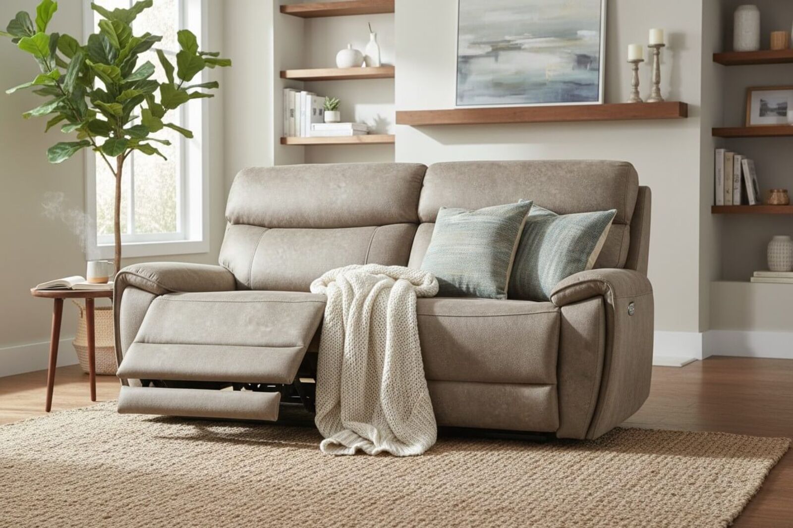 Dino 3 Seater Electric Reclining Cinema Sofa Taupe Fabric