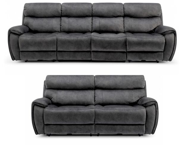 Dino 4+3 Seater Electric Reclining Cinema Sofa Suite Black Fabric