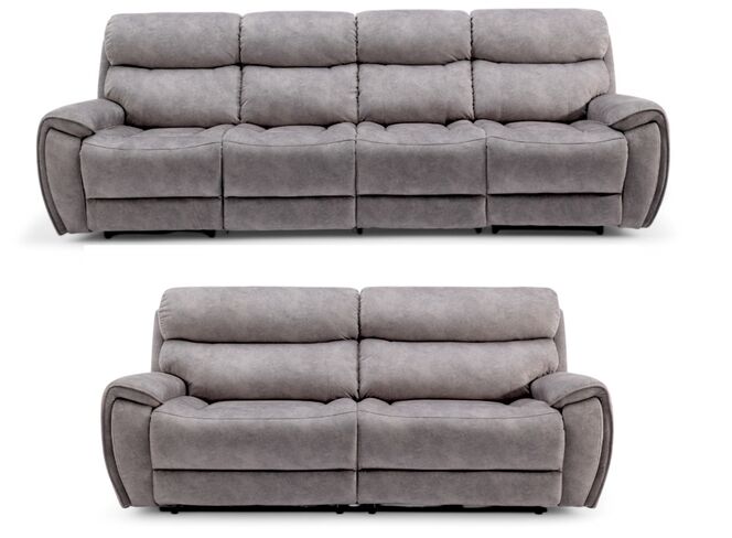 Dino 4+3 Seater Electric Reclining Cinema Sofa Suite Silver Fabric