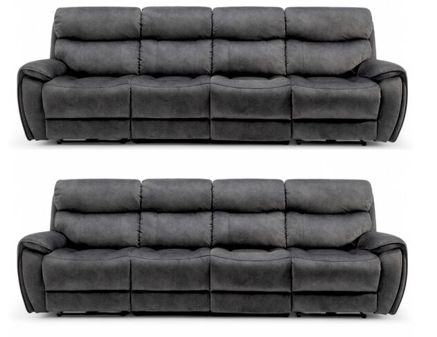 Dino 4+4 Seater Electric Reclining Cinema Sofa Suite Black Fabric
