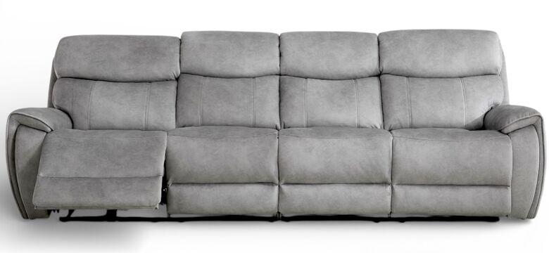 Dino 4 Seater Electric Reclining Cinema Sofa Silver Fabric