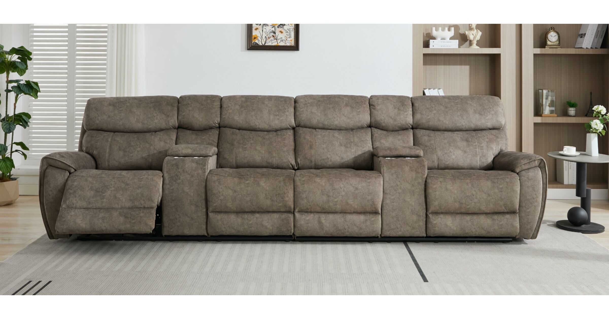Dino Seater Electric Reclining Cinema Theatre Sofa Mink Fabric