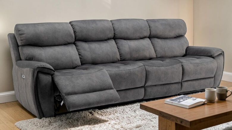 Dino 4 Seater Electric Reclining Cinema Sofa Black Fabric
