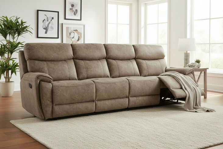 Dino 4 Seater Electric Reclining Cinema Sofa Mink Fabric